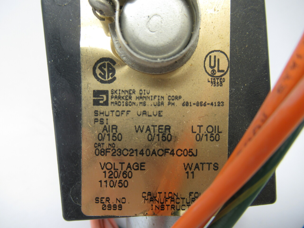 Parker 08F23C2140ACF4C05J Solenoid Valve 1/2NPT 110/120V 11W Brass NEW