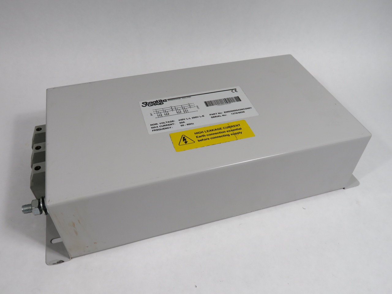 Steatite Group EM02005043NCON01 Power Filter 440V L-L 250V L-E *Small Dent* USED