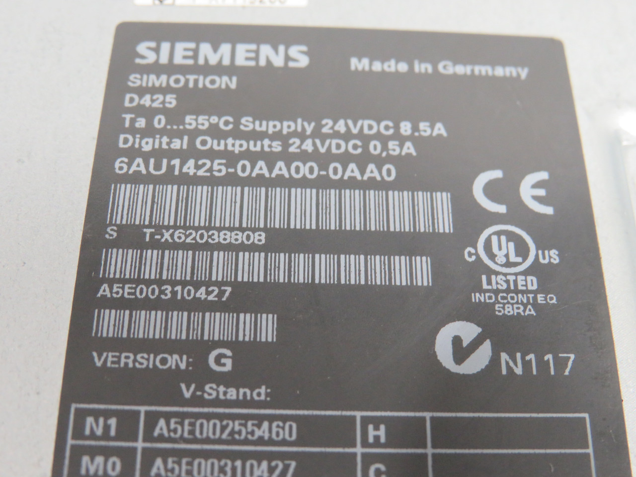 Siemens 6AU1425-0AA00-0AA0 Ver. G Simotion Controller 24VDC 0.5A USED