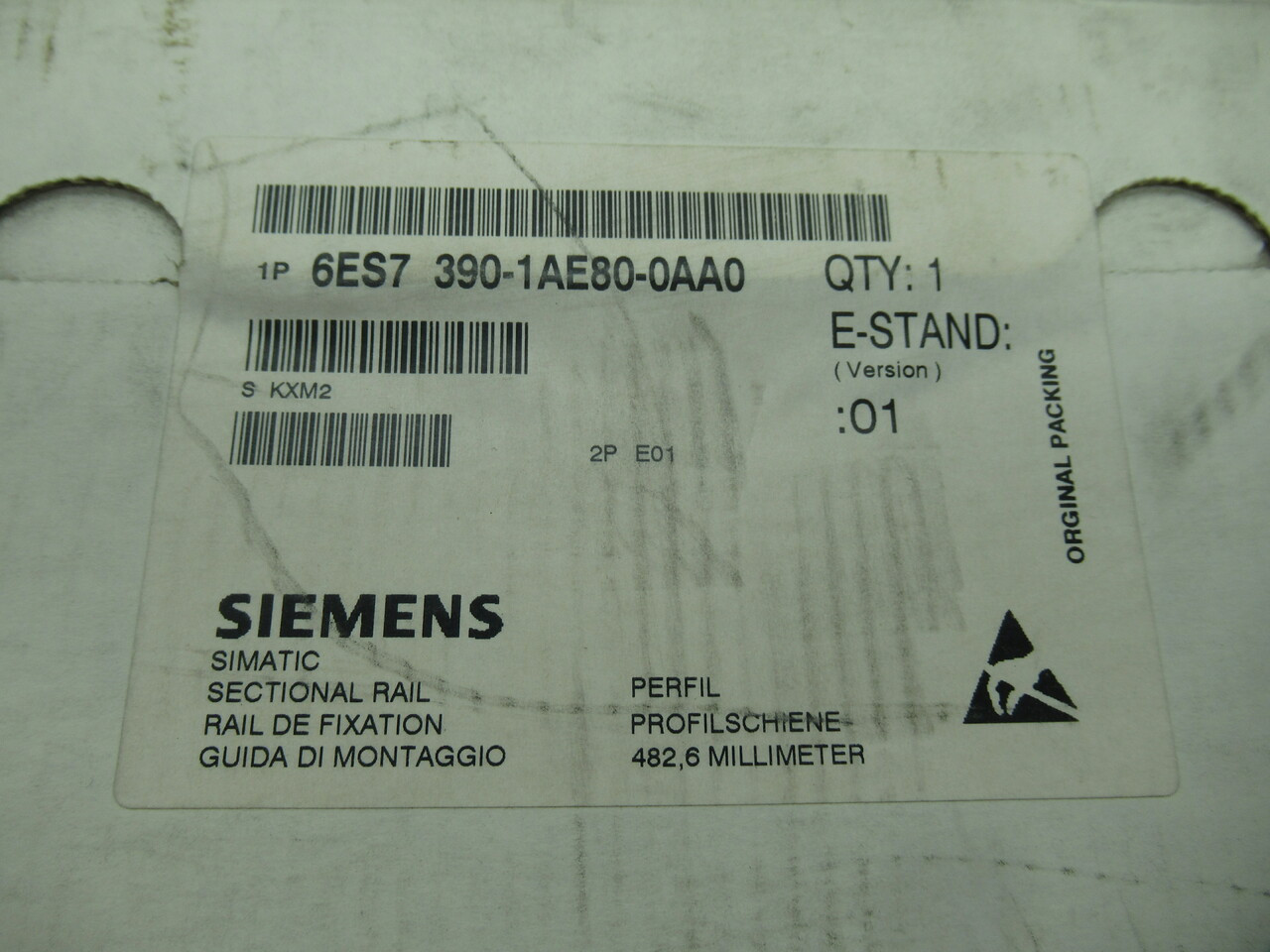 Siemens 6ES7390-1AE80-0AA0 Din Mounting Rail 482.6mm for 19" Cabinet Steel NEW