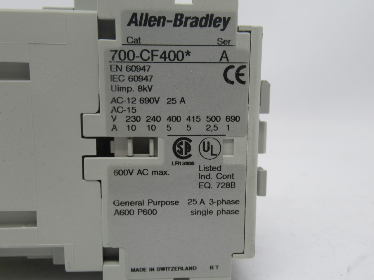 Allen-Bradley 700-CF400D Control Relay Series A 4NO 110/120V 50/60Hz 25A NEW
