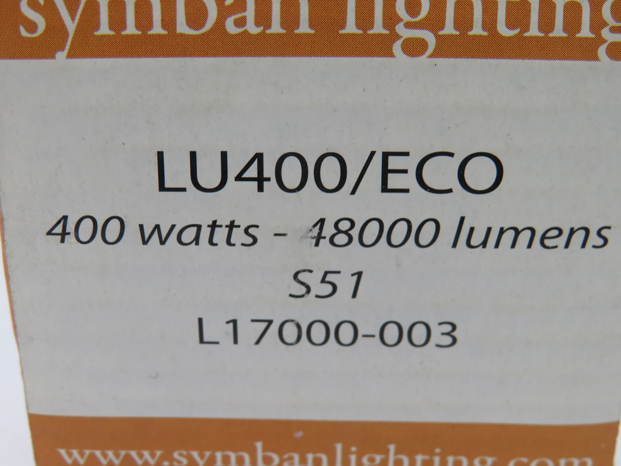 Symban LU400/ECO High Pressure Sodium Lamp 400W 2000K L17000-003 NEW