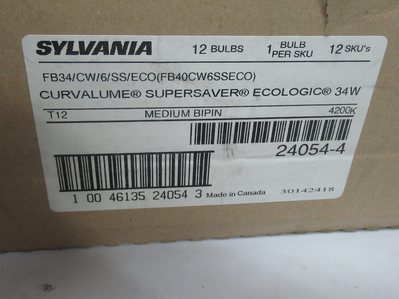 Sylvania FB34/CW/6/SS/ECO T12 Fluorescent Lamp 34W Medium Bi-Pin *Lot of 12* NEW