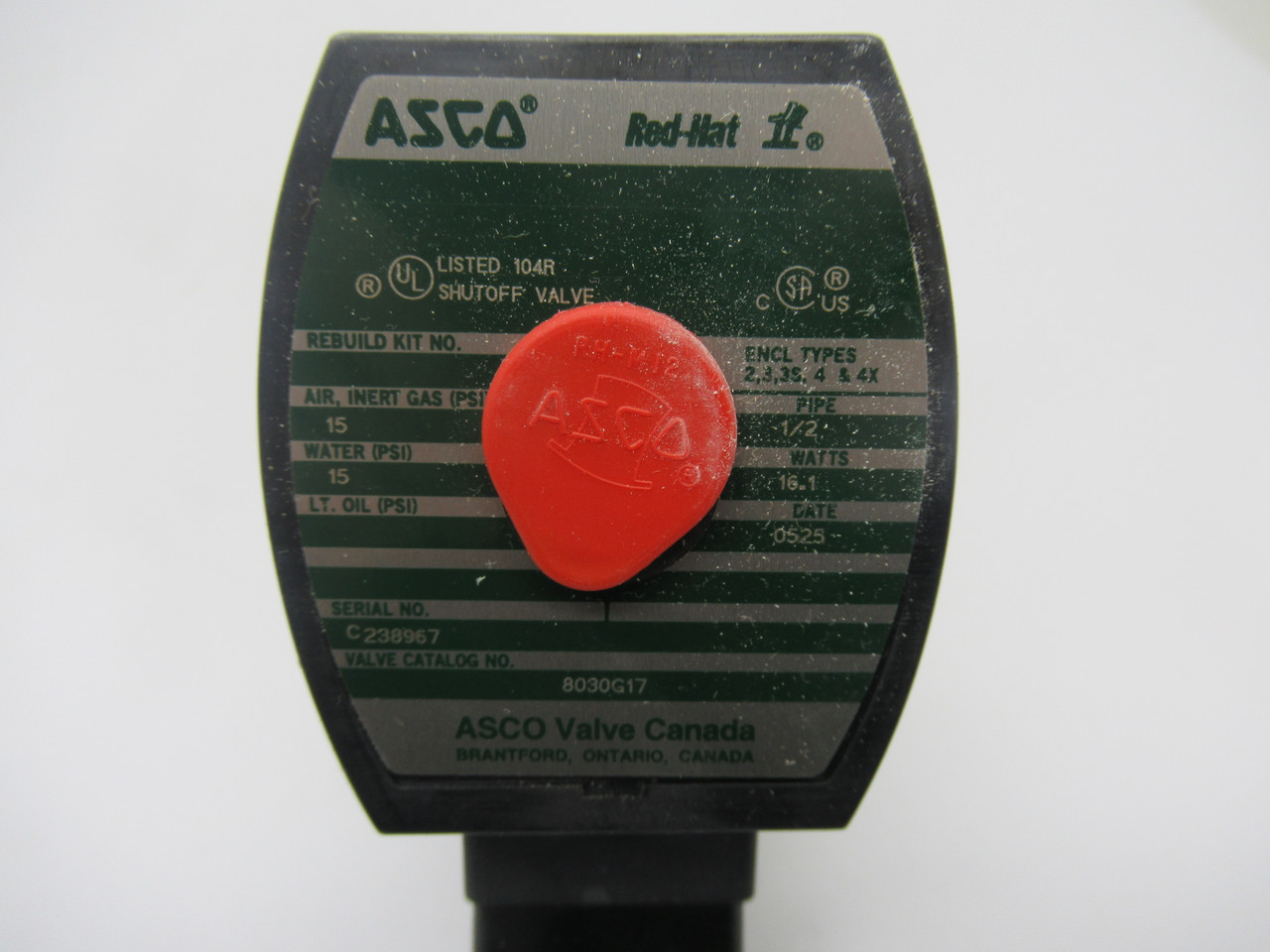 Asco 8030G17 Solenoid Valve 120V 60HZ Plug-In NEW