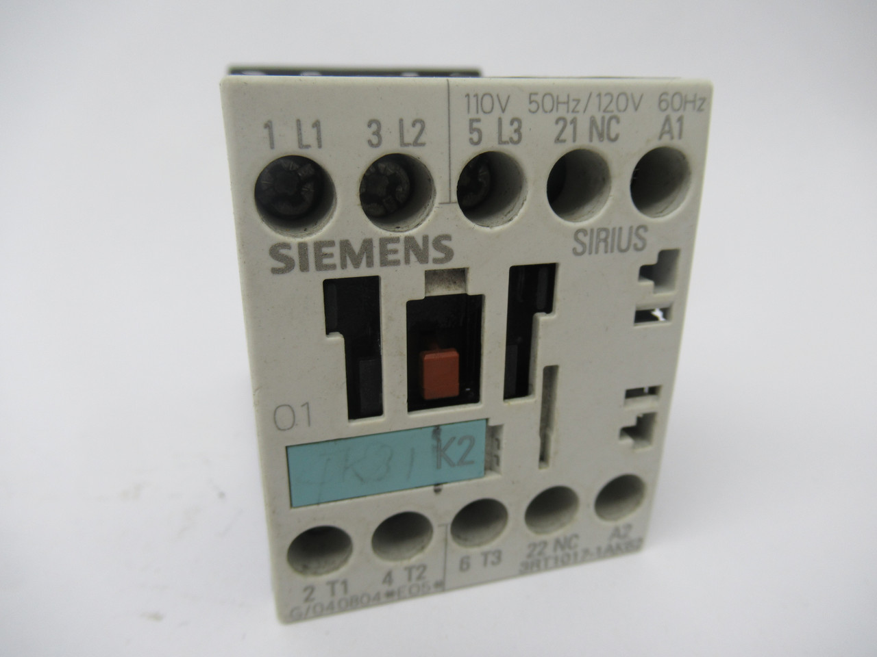 Siemens 3RT1017-1AK62 Contactor 12A 110VAC 120V AC-3 50/60HZ 3 Pole USED