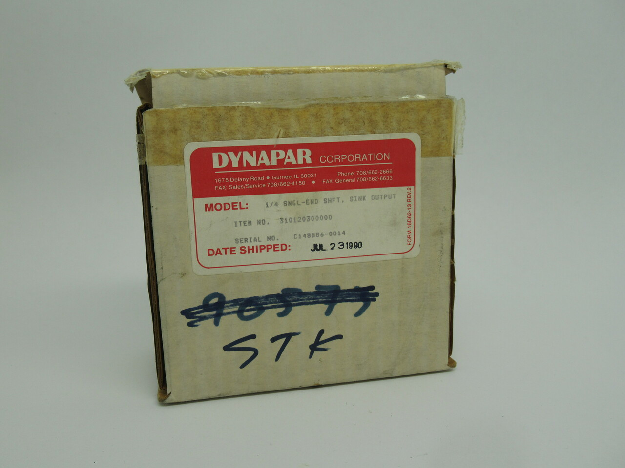 Dynapar 310120300000 Incremental Shaft Encoder 1/4" Single End Shaft USED