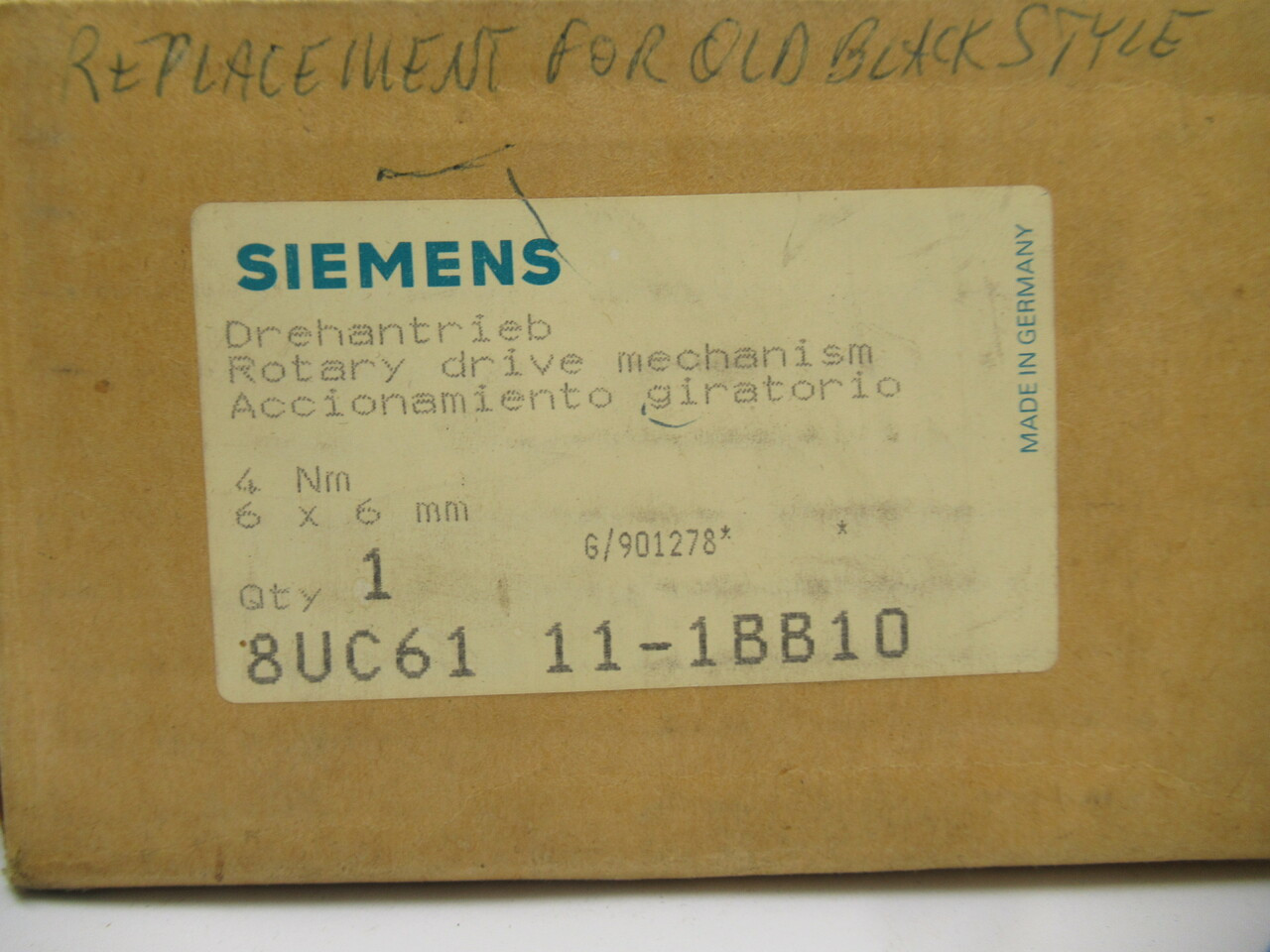 Siemens 8UC6111-1BB10 Rotary Drive Mechanism NEW