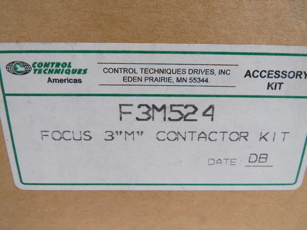 Control Techniques F3M524 "M" Contactor Kit for Focus 3 Drive 5HP 230V NEW