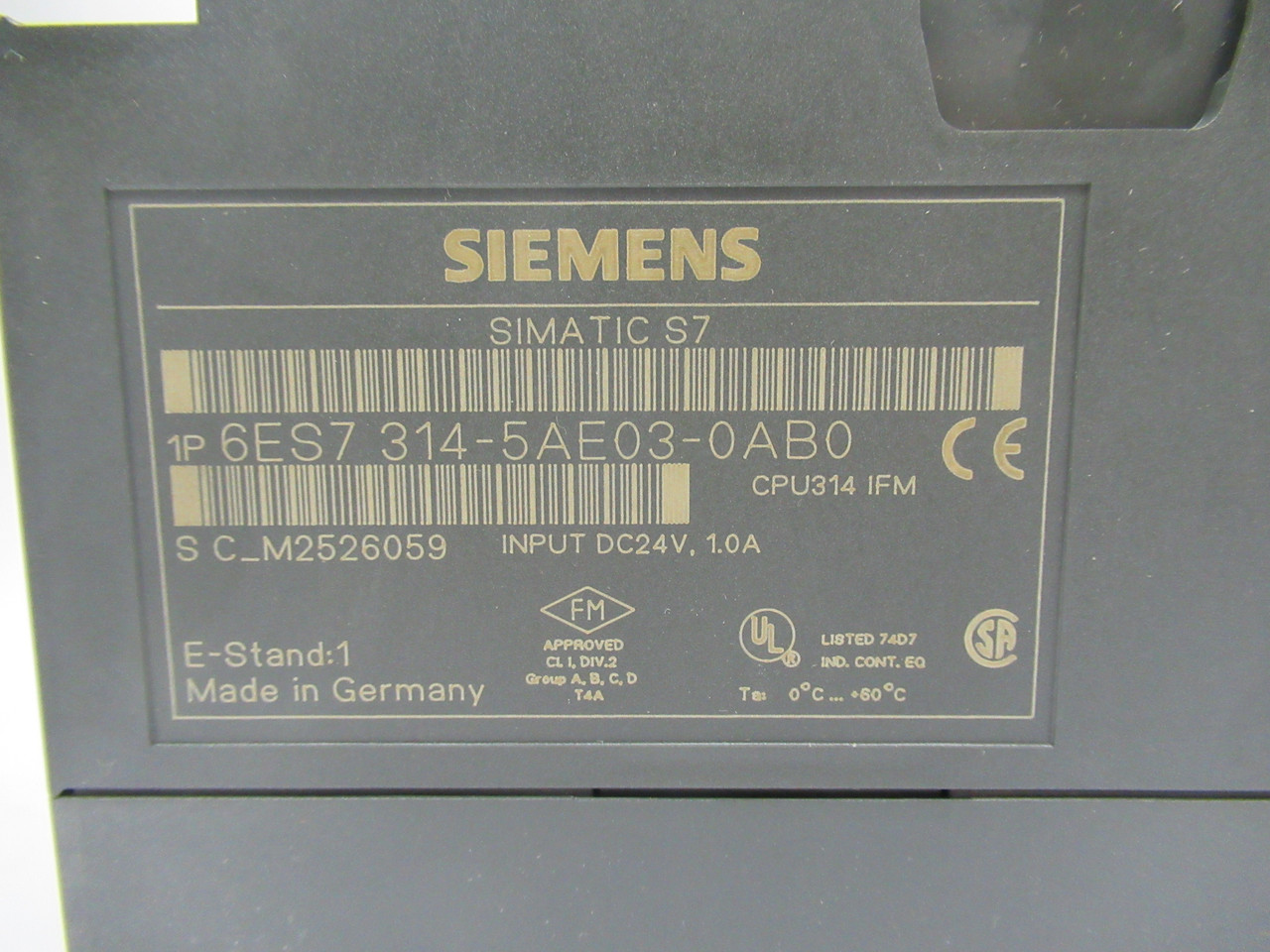 Siemens 6ES7-314-5AE03-0AB0 Controller Module S7-300 1.0A 24VDC DAMAGED NEW