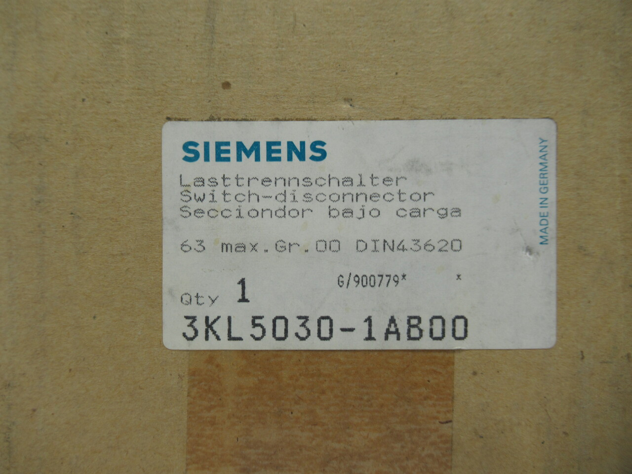 Siemens 3KL5030-1AB00 Disconnect Switch 63A 690V NEW