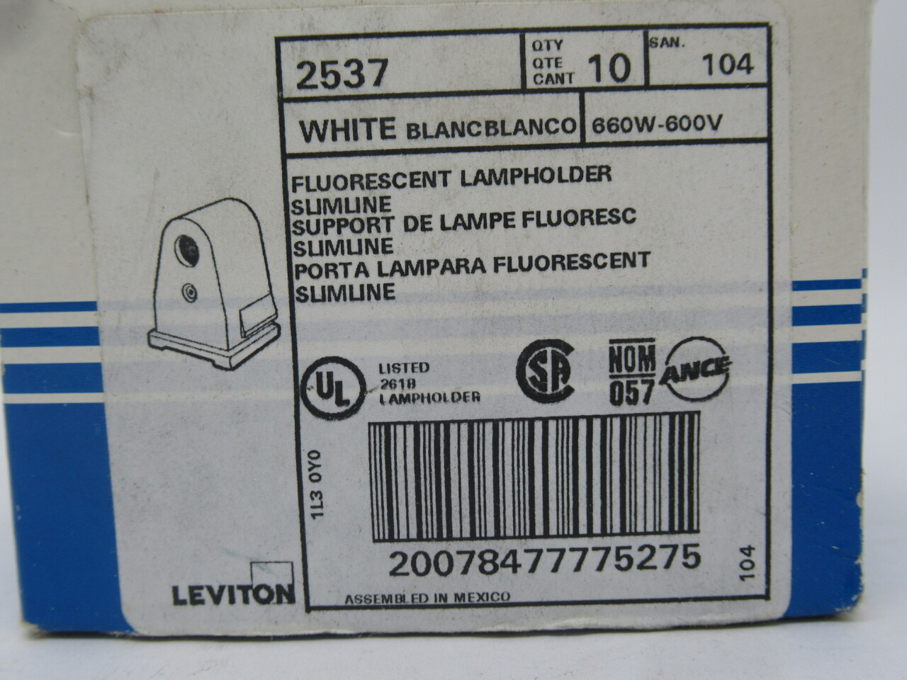Leviton 2537 Stationary Fluorescent Lampholder 660W 600V 12-Pk NEW