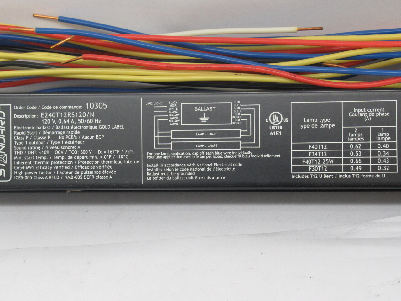 Standard E240T12RS120/N Electronic Fluorescent Ballast 120V 50/60hz NEW