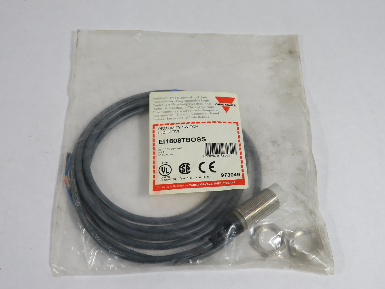 Carlo Gavazzi EI1808TBOSS Proximity Switch 20-250V 0.5A 50-60Hz 8mm Distance NWB