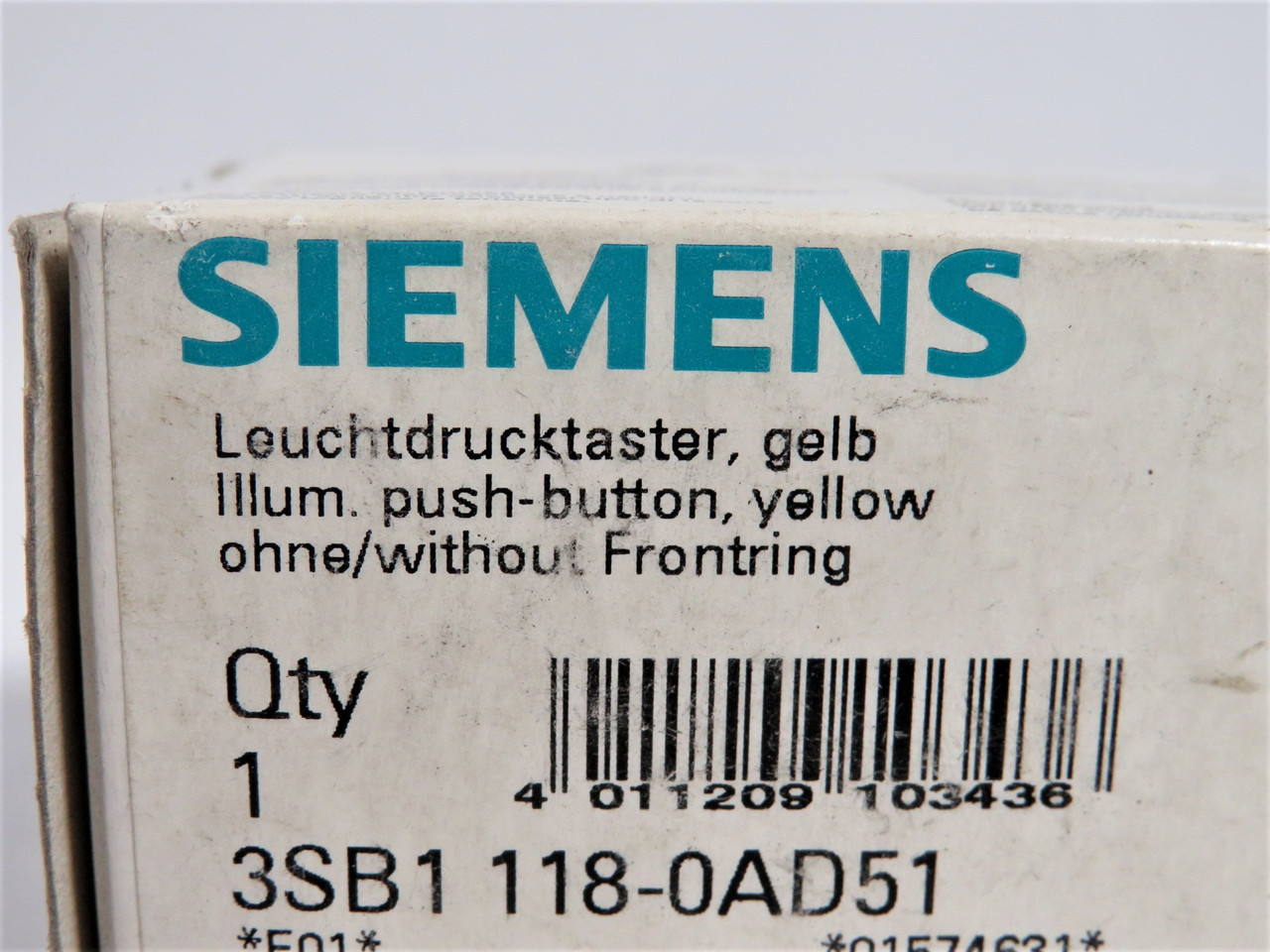 Siemens 3SB1118-0AD51 Illuminated Push Button Yellow Cap NEW