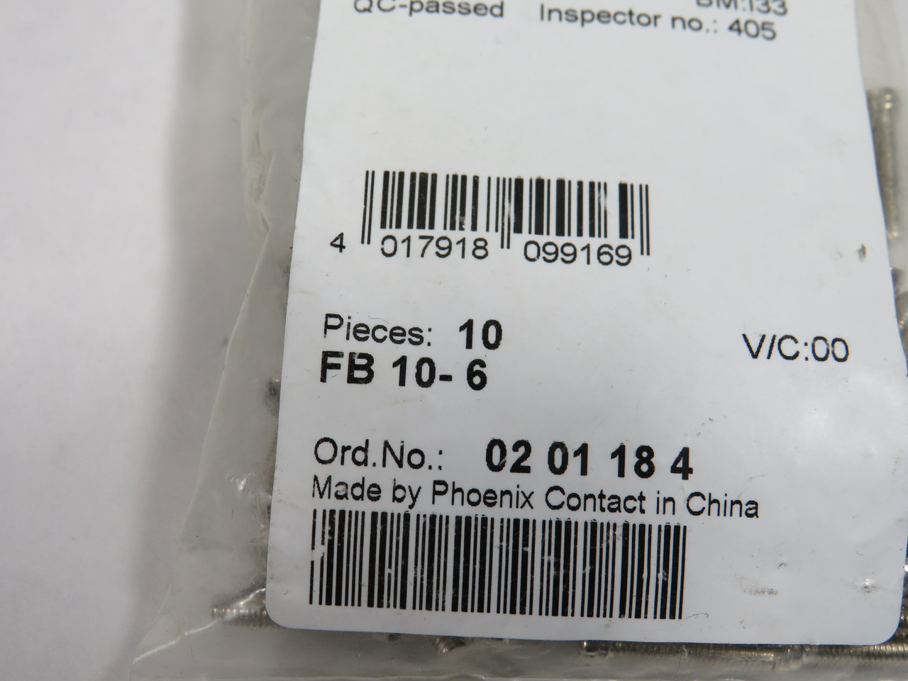 Phoenix Contact FB10-6 Fixed Bridge 10-Position 6.2mm 0201184 10-Pack NWB