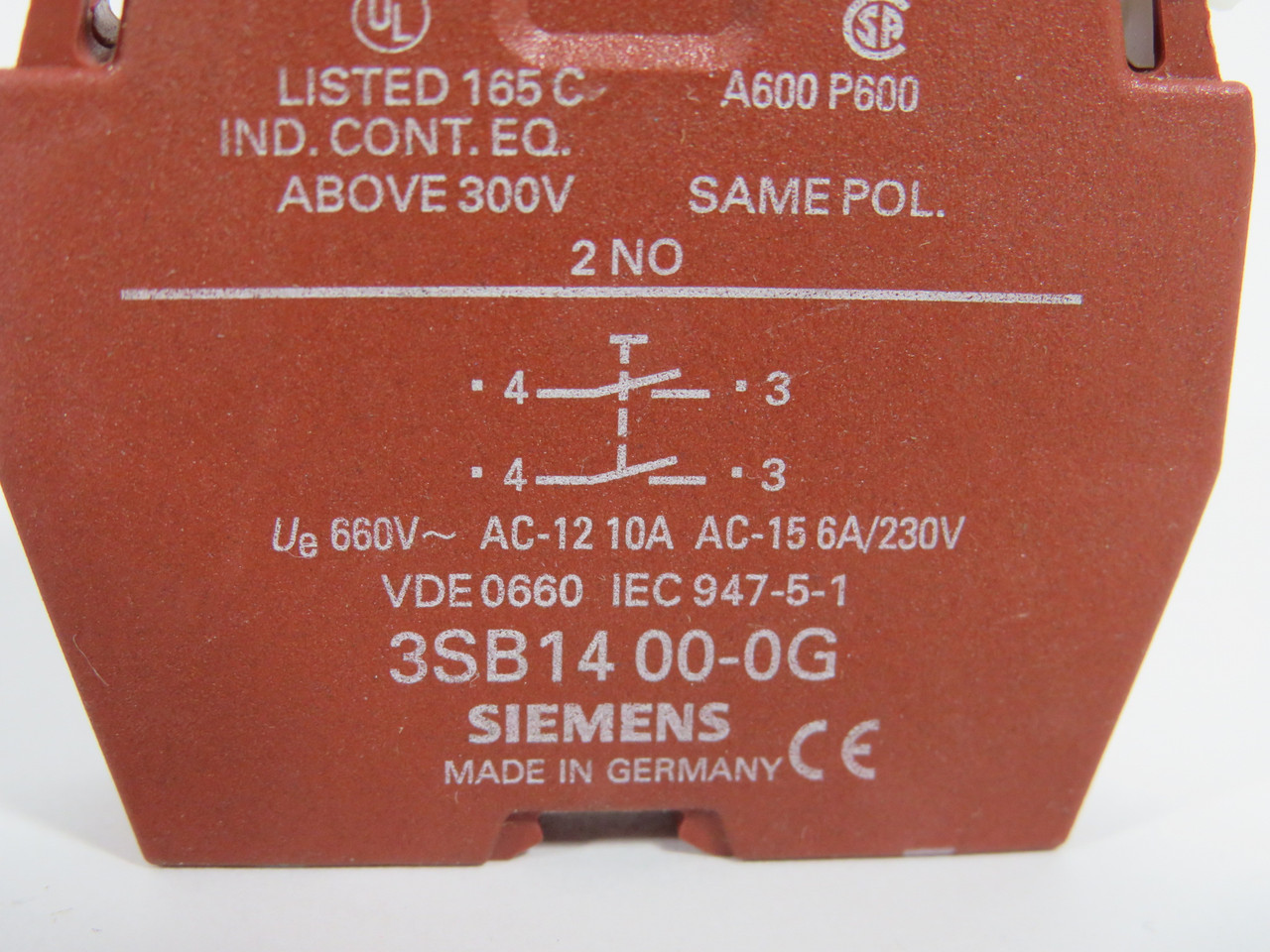 Siemens 3SB1400-0G Contact Block 2NO 230V NOP
