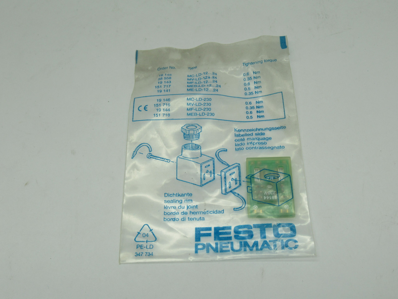 Festo 19144 MF-LD-230 Illuminating Seal 230VAC NWB