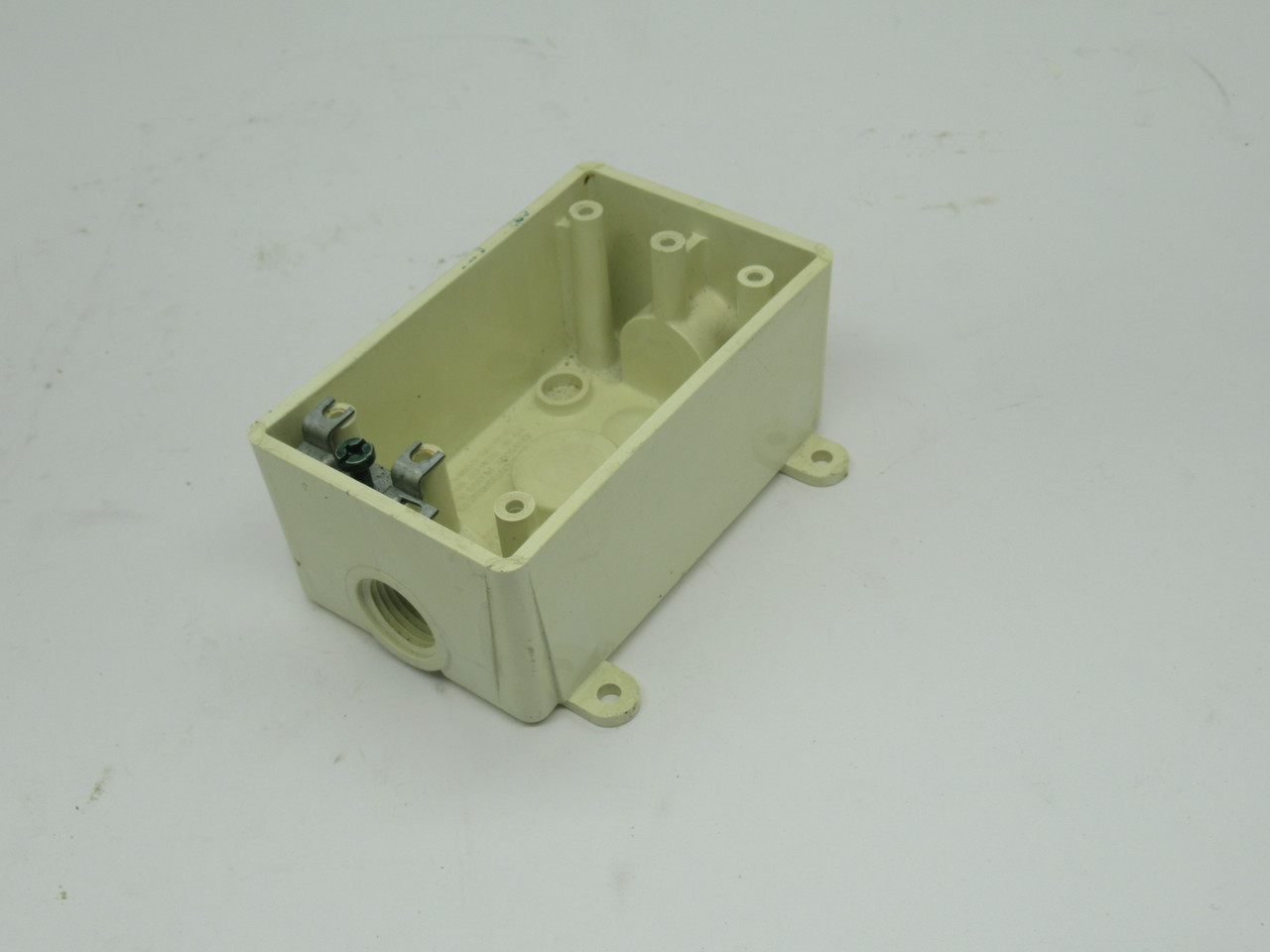 Carlon E381DW Weatherproof Single Gang T Box W/ 3 1/2" Threaded Holes USED