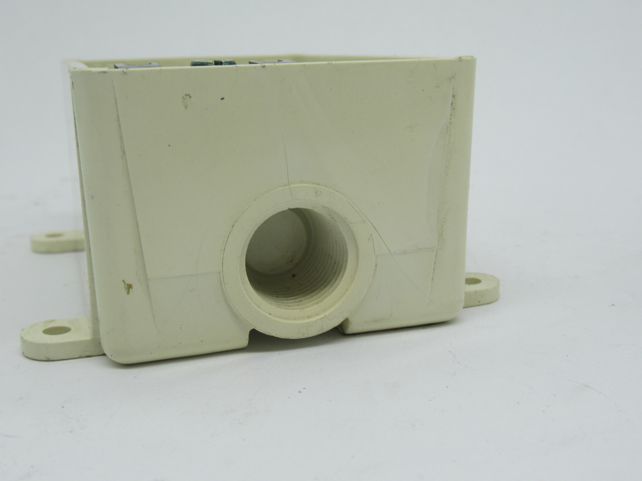 Carlon E381DW Weatherproof Single Gang T Box W/ 3 1/2" Threaded Holes USED