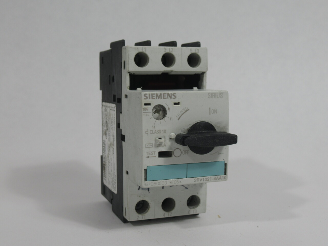 Siemens 3RV1021-4AA10 Circuit Breaker 11-16A 690VAC MISSING PLASTIC COVER USED