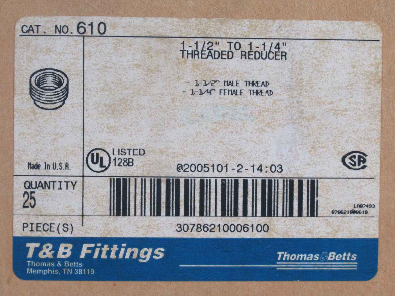 Thomas & Betts 610 Threaded Reducer 1-1/2" Male 1-1/4" Female Lot of 12 NEW