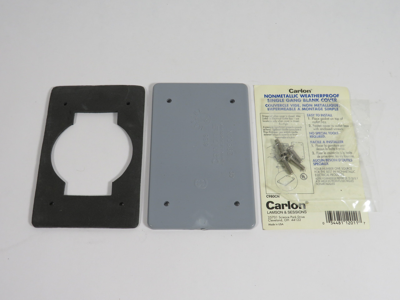 Carlon C980CN Nonmetallic Weatherproof 1-Gang Blank Cover Plate E980CX NOP