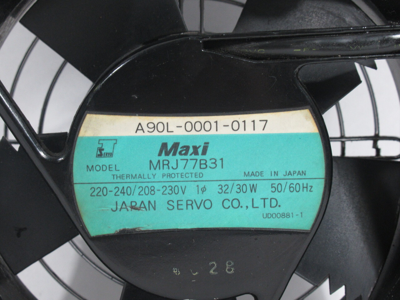 Japan Servo A90L-0001-0117 AC Motor Fan 220-240/208-230V 32/30W 50/60Hz USED