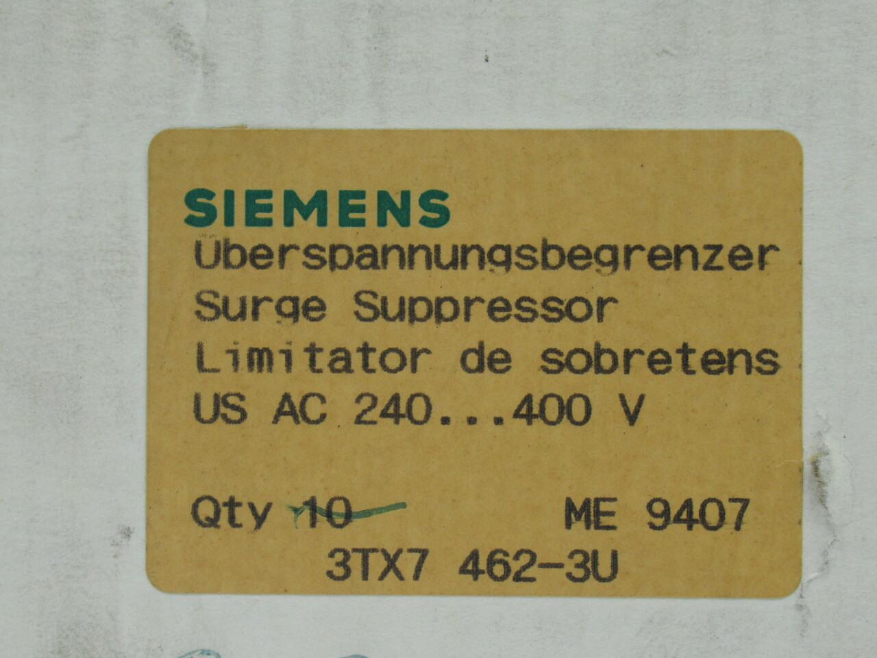 Siemens 3TX7462-3U Surge Suppressor 240-400VAC Lot Of 5 NEW