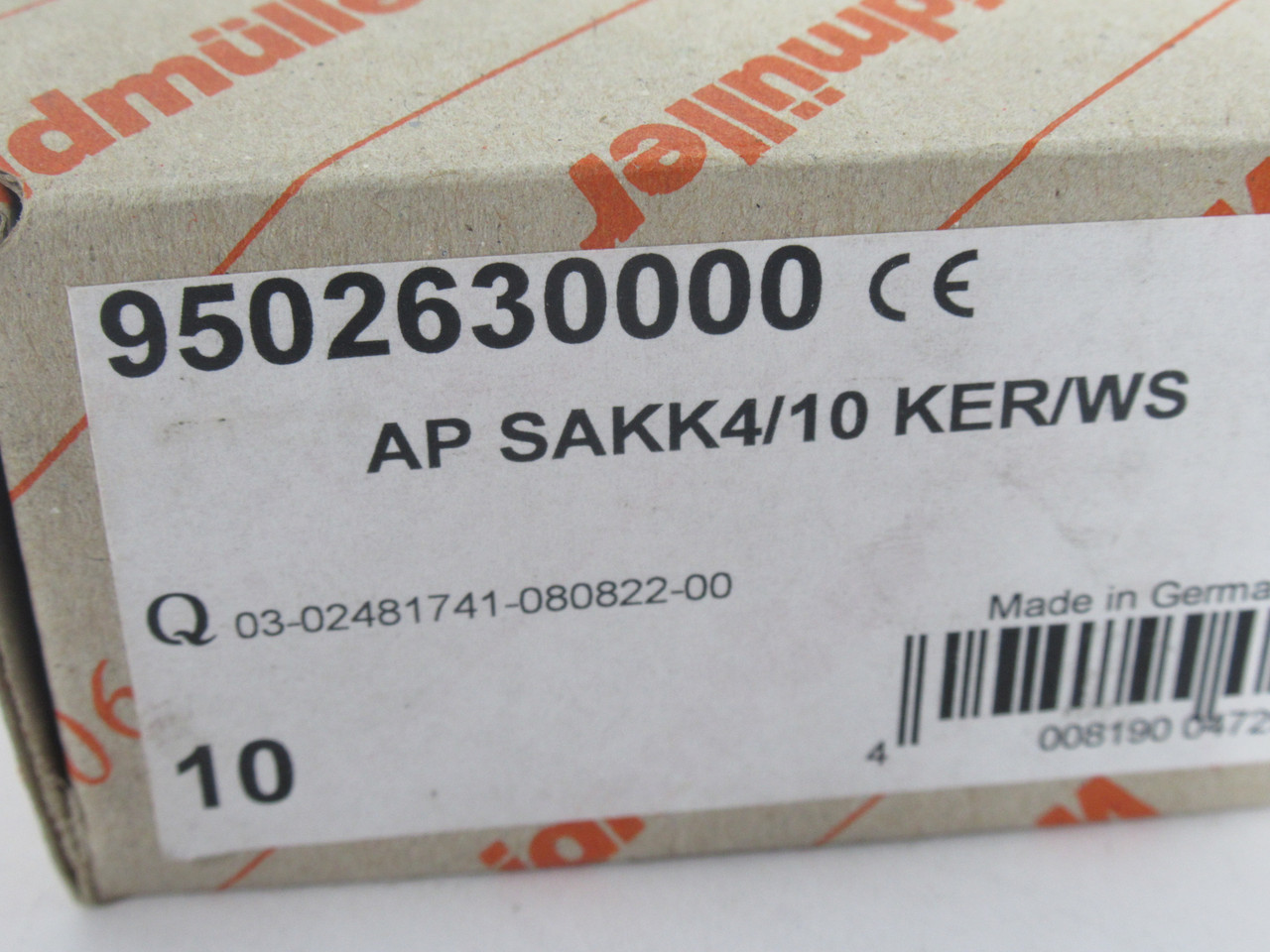 Weidmuller 9502630000 AP-SAKK4/10 Ceramic Terminal Block End Plate 10-Pk NEW