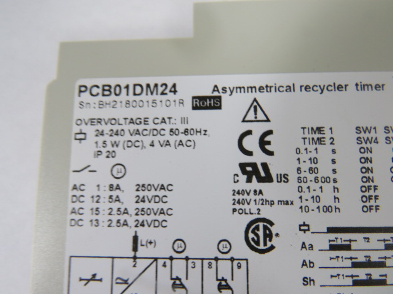 Carlo Gavazzi PCB01DM24 Asymmetrical Recycler Timer 240V 5A ! NEW !