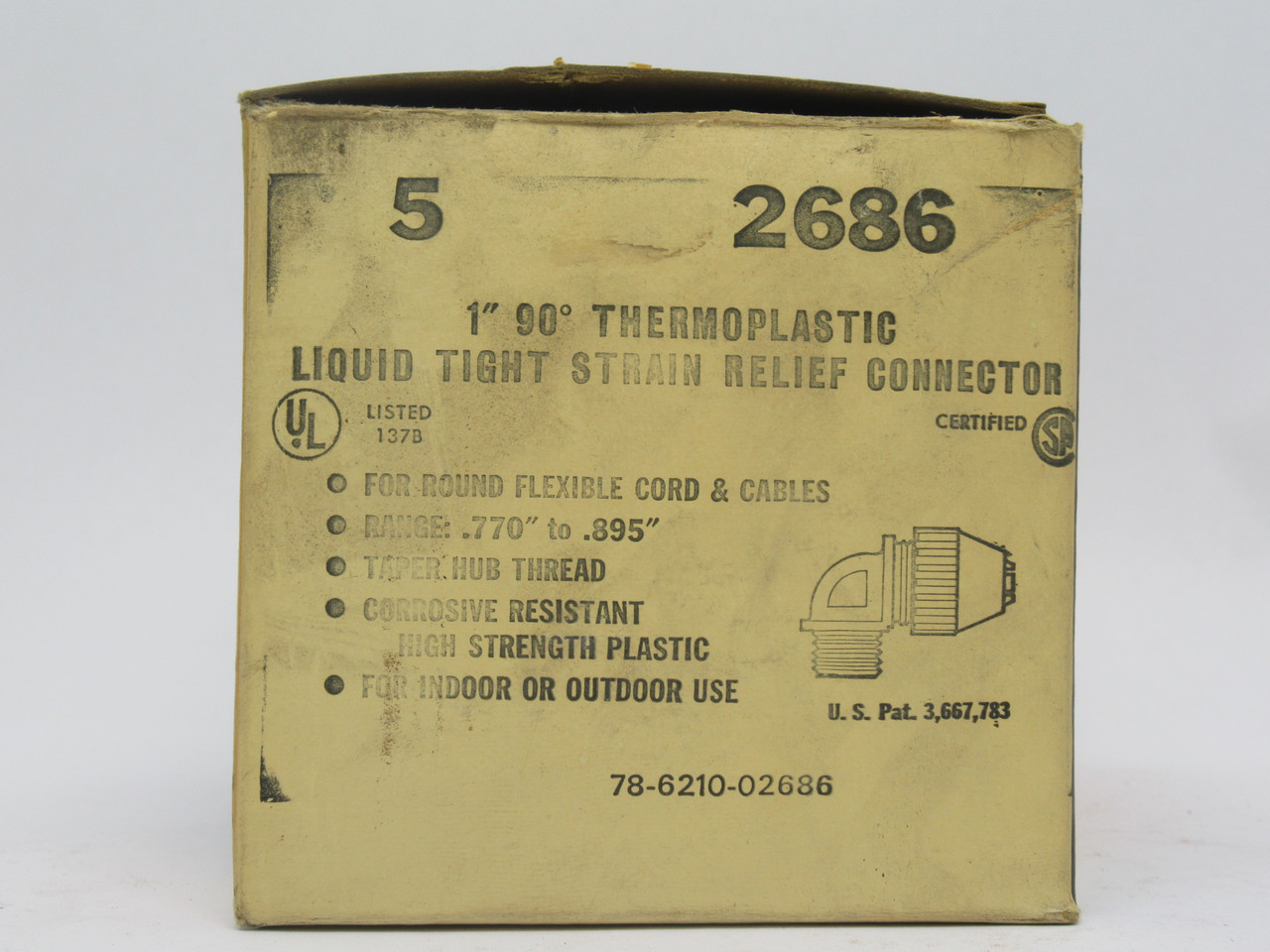 Thomas & Betts 2686 Thermoplastic Liquid Tight Connector 1" 90Deg LOT OF 5 NEW