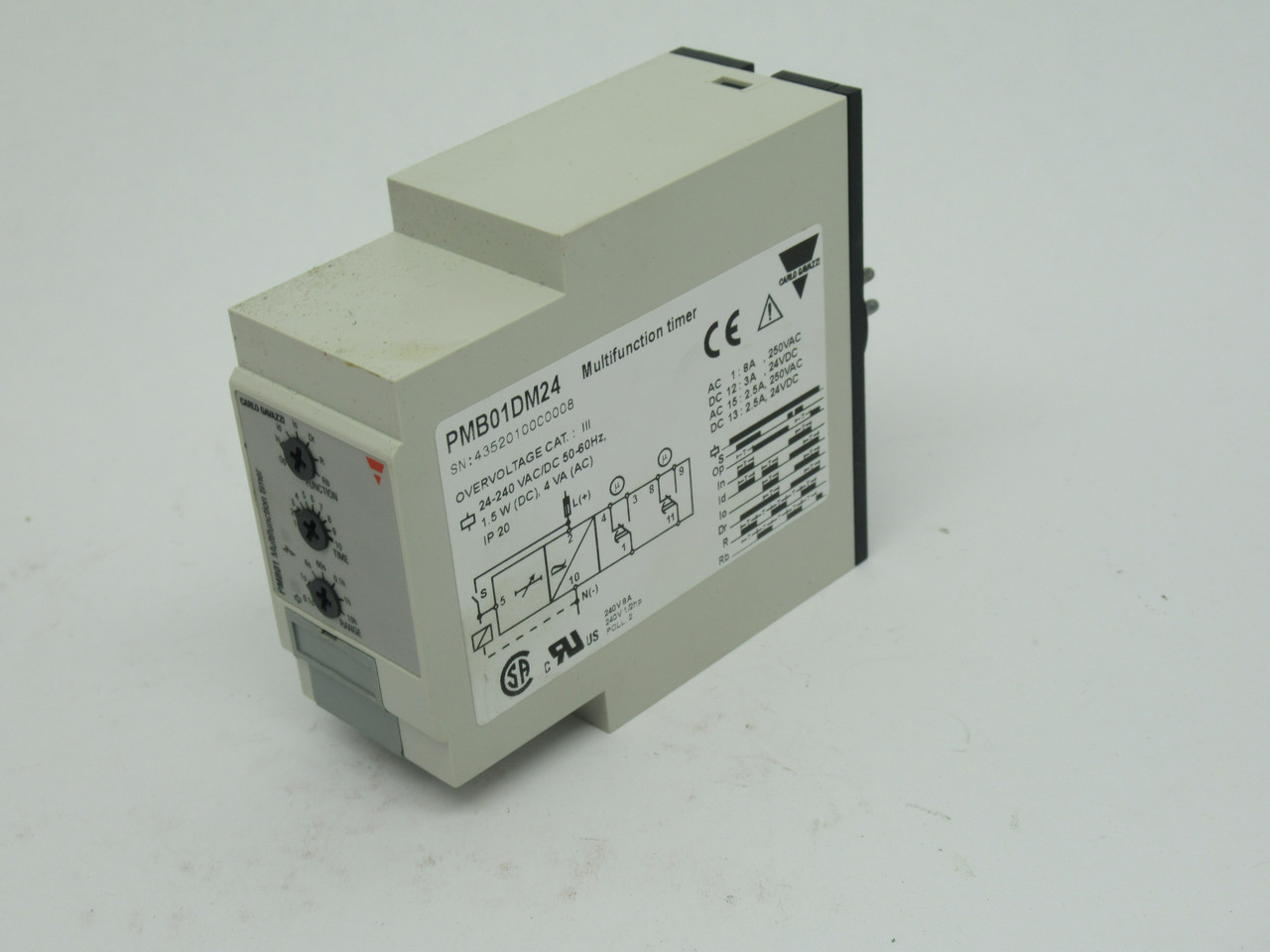 Carlo Gavazzi PMB01DM24 Multifunction Timer DPDT 24-240V AC/DC 50/60Hz NEW