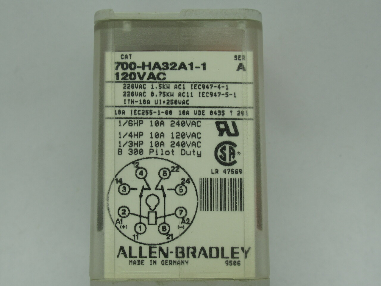 Allen-Bradley 700-HA32A1-1 Relay Series A 120VAC 10A 1/4HP SHELF WEAR NOP