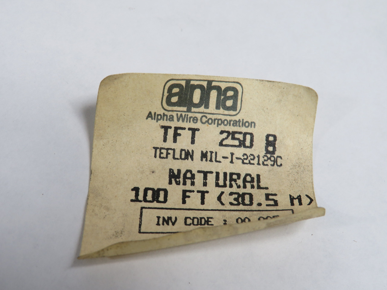 Alpha Wire TFT-250-8 PFTE Tubing 0.129" Min ID 0.141" Max ID 100' Length NOP