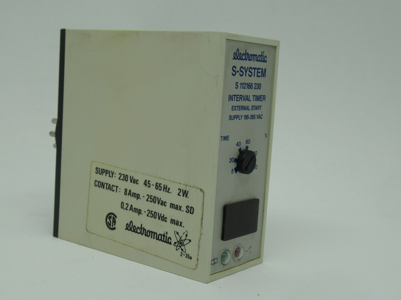 Electromatic S112166230 S-Sytem Interval Timer 195-265VAC 5-100Sec 45-65Hz NOP
