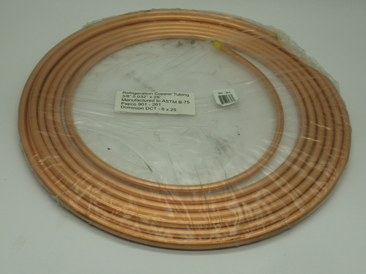 Papco 901-261 Refrigeration Copper Tubing 3/8" x 0.032" x 25' *STAINED BAG* NEW