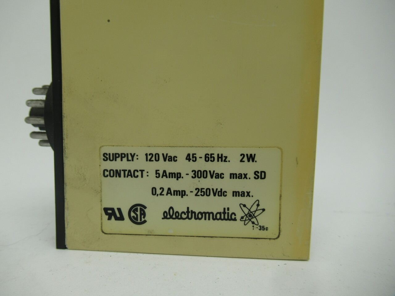 Electromatic SV220120 Dual Level Relay 25kOhm 120VAC 45-65Hz USED