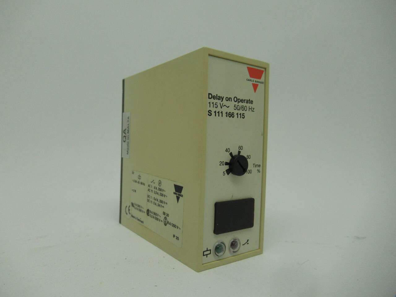 Carlo Gavazzi S111166115 Time Delay Relay 115V 50/60Hz 50-100% Time NEW