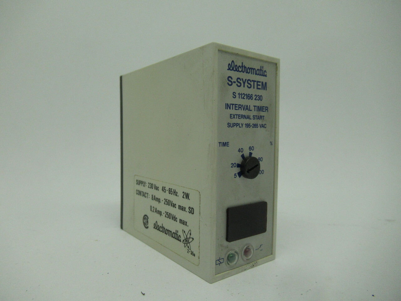 Electromatic S112166230 Interval Timer Relay 5-100% Time 230VAC SHELF WEAR NOP