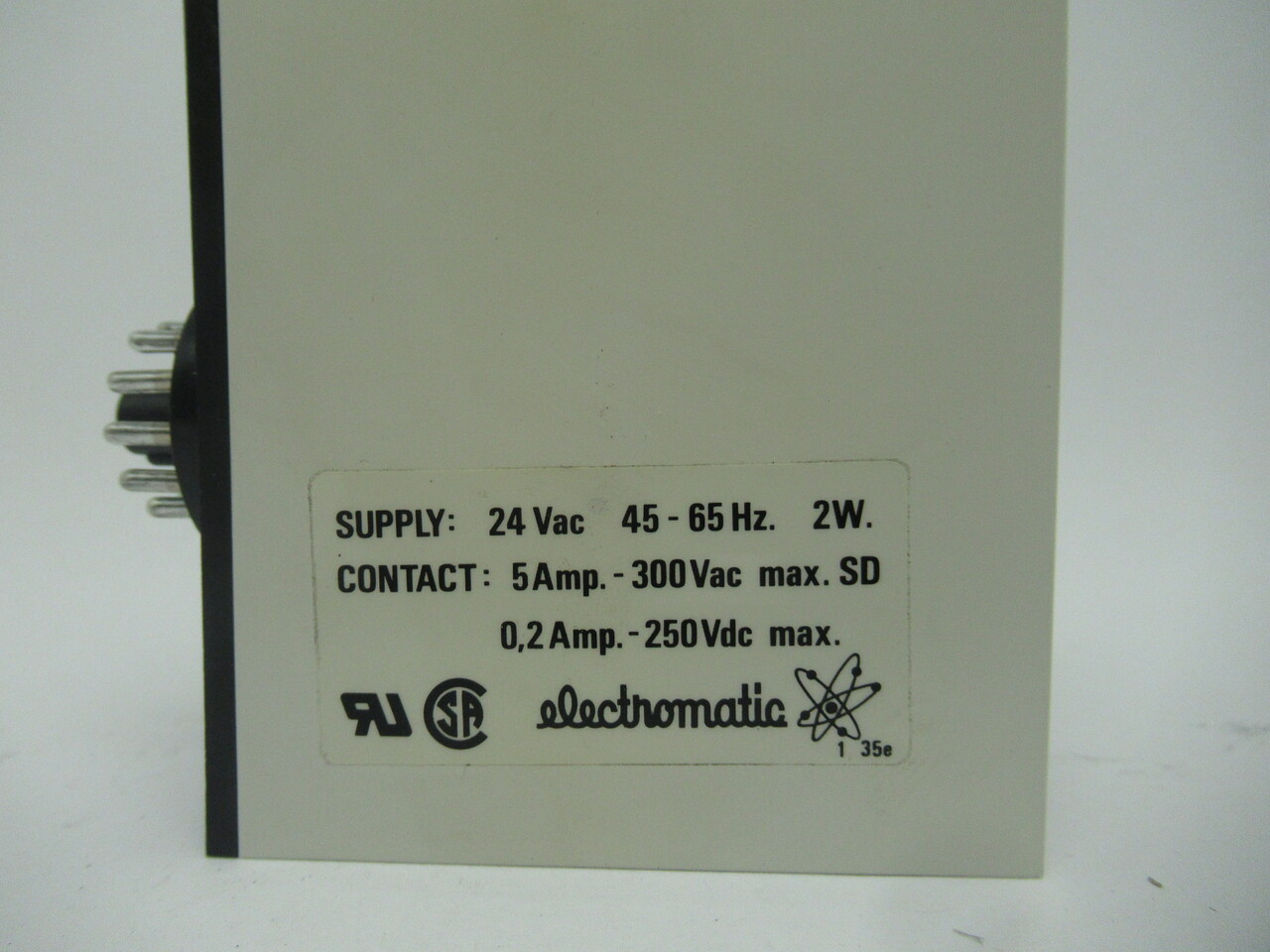 Electromatic SP239024 Dividing Relay 24VAC 45-65Hz 2W 5A/300VAC 0.2A/250VDC NOP
