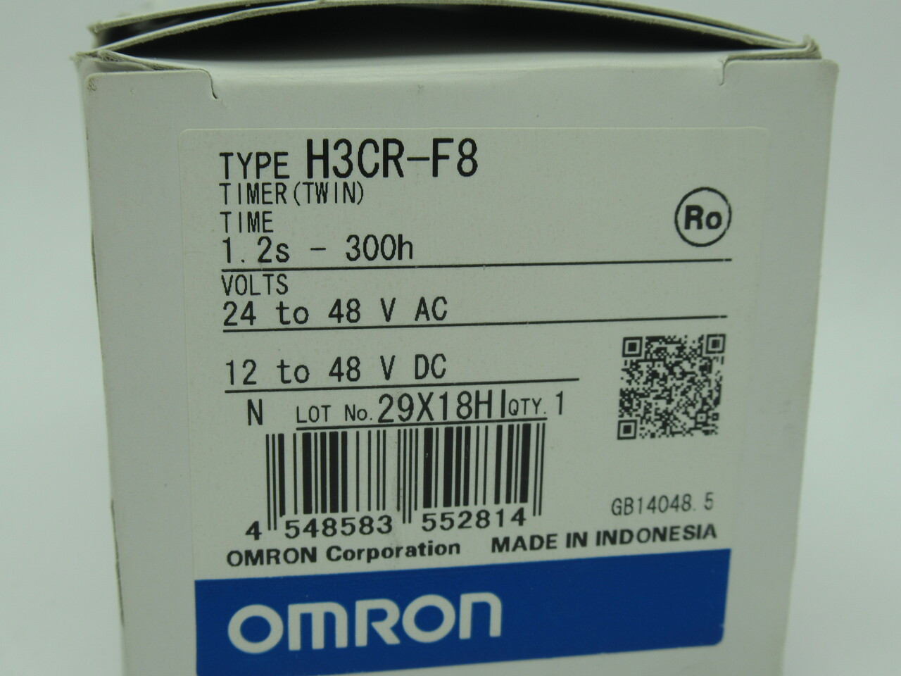 Omron H3CR-F8 Twin Timer 24-48VAC 12-48VDC 1.2s-300h NEW