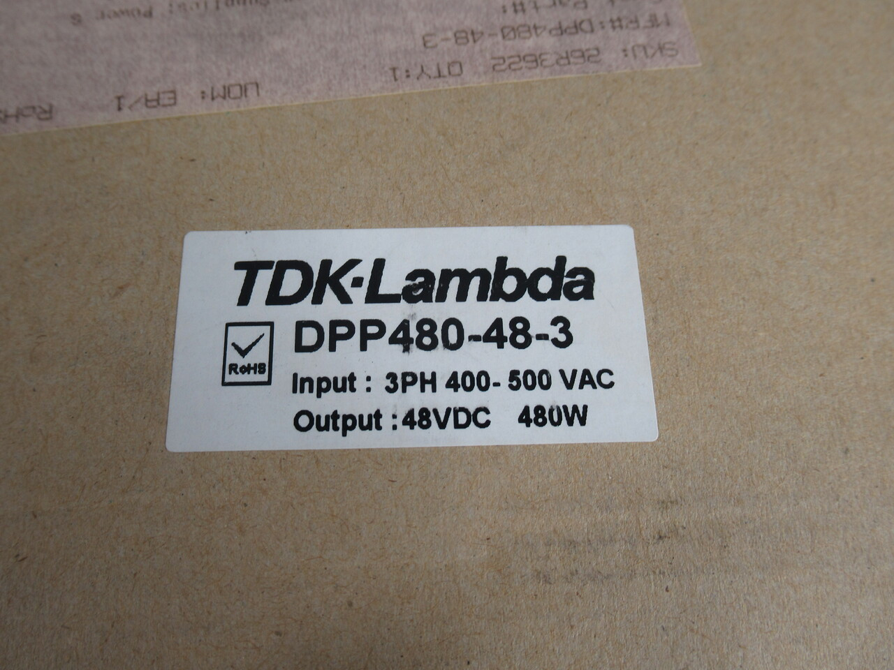 TDK-Lambda DPP480-48-3 Power Supply Input: 3Ph 400-500VAC Output: 48VDC 480W NEW