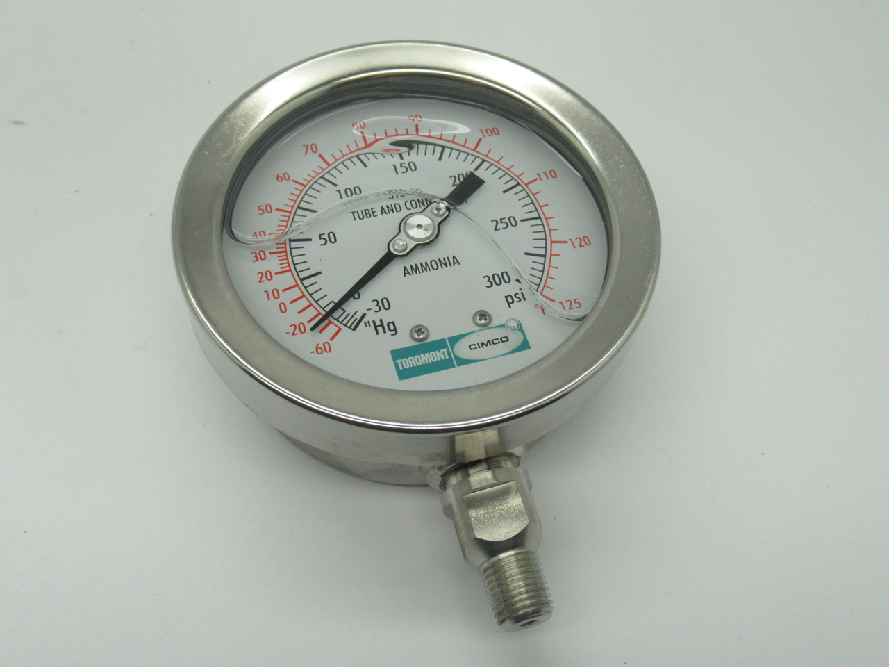 Cimco GT13502B/1001687 Pressure Gauge -30-0-300psi 4" Diameter 1/4"NPT NEW