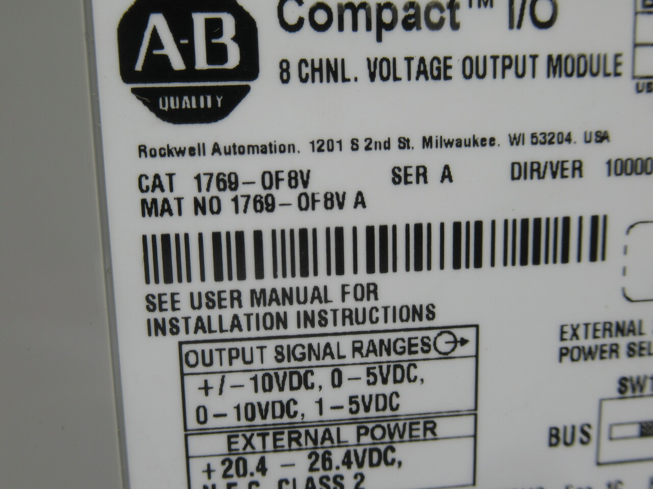 Allen-Bradley 1769-OF8V Series A Module 8 Point Analog 24 VDC Voltage Output NEW