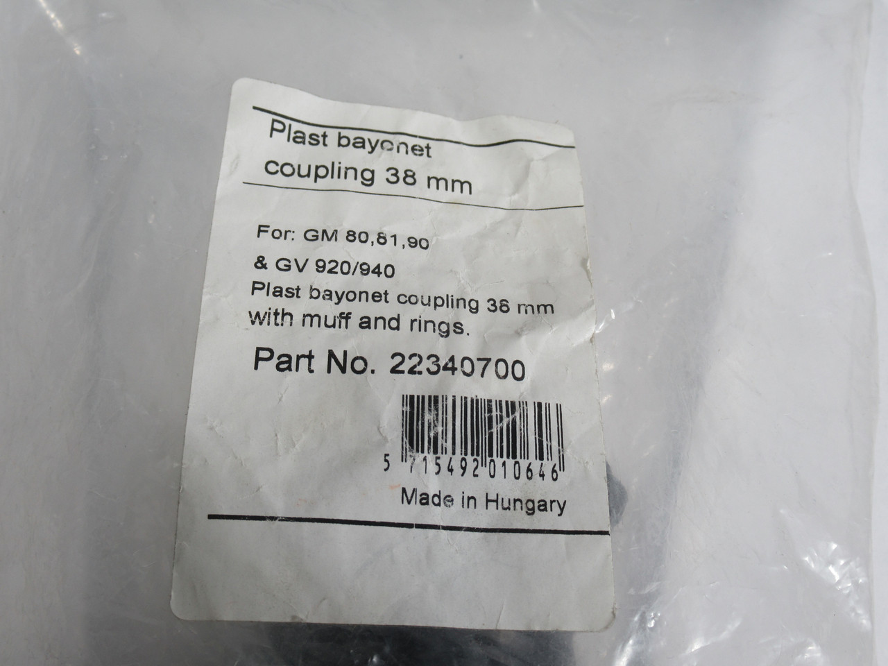 Nilfisk 22340700 Plastic Bayonet Coupling 38mm For GM80,81,90 & GV920/940 NWB