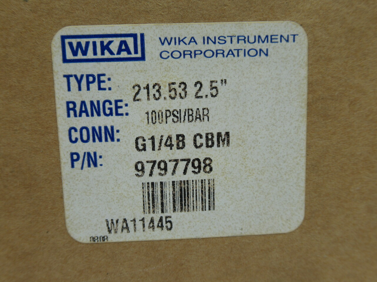 Wika 9797798 Pressure Gauge 100Psi Type 213.52 2.5" NEW
