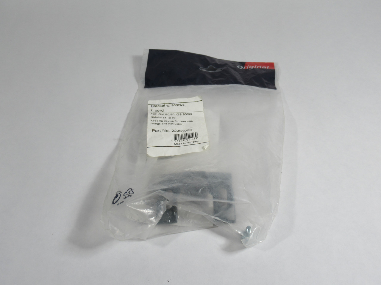 Nilfisk 22361000 Replacement Bracket w/ Screws for GM 80/90, GS80/90 NWB