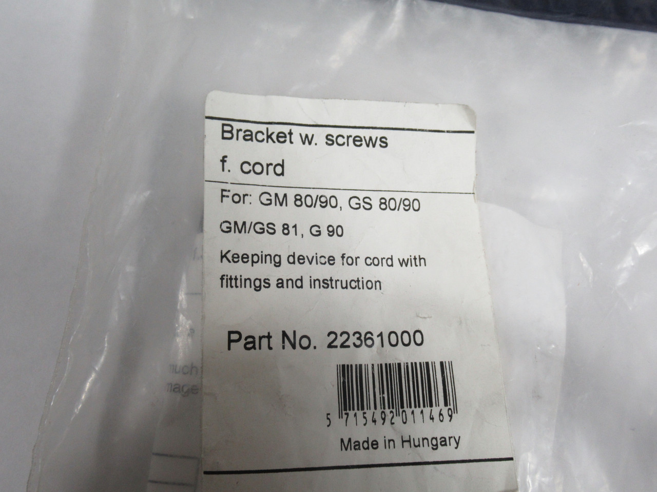 Nilfisk 22361000 Replacement Bracket w/ Screws for GM 80/90, GS80/90 NWB