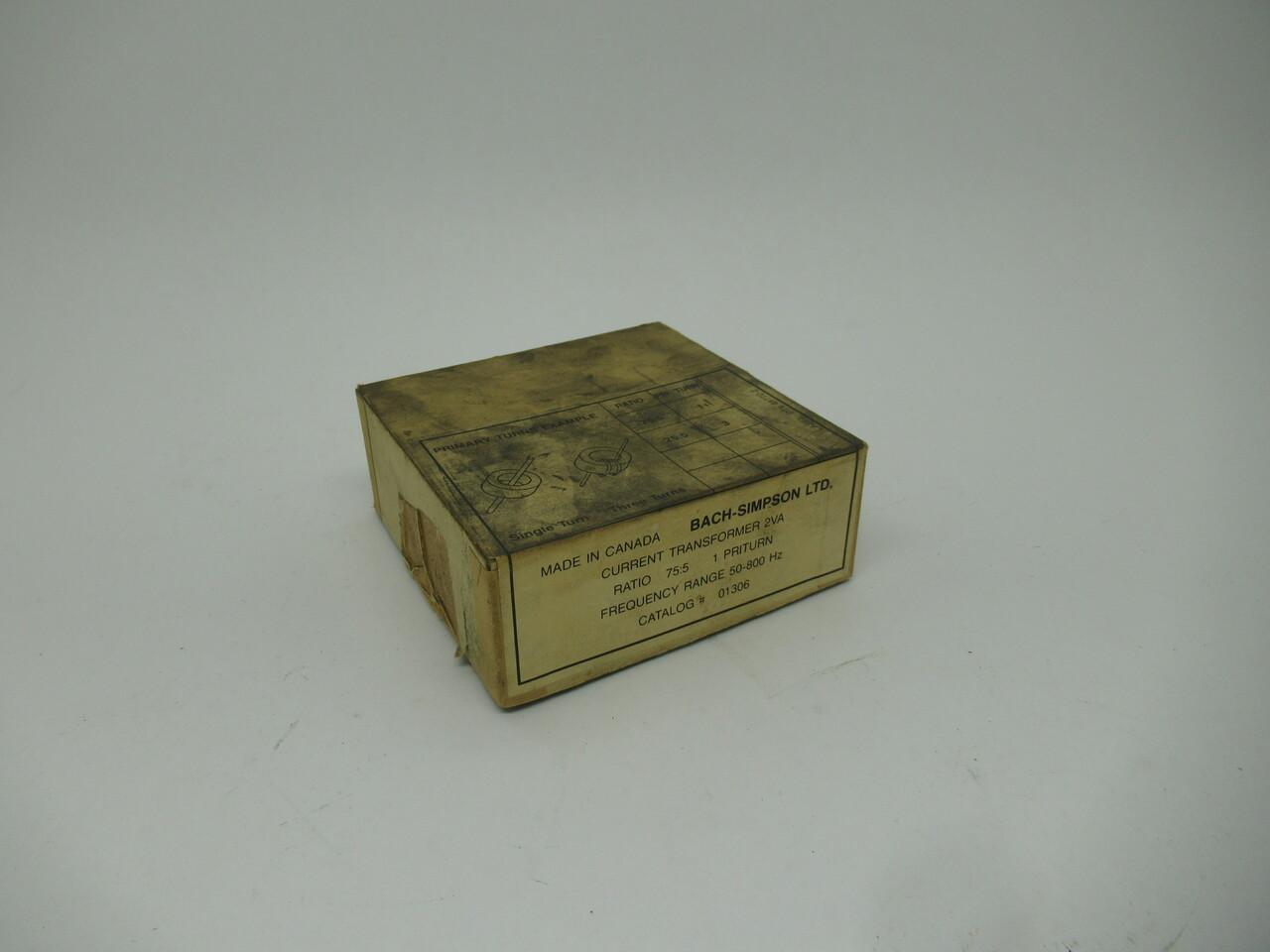 Bach-Simpson 01306 Current Transformer 2VA 75:5 @ 1 25:5 @ 3 50-800Hz NEW