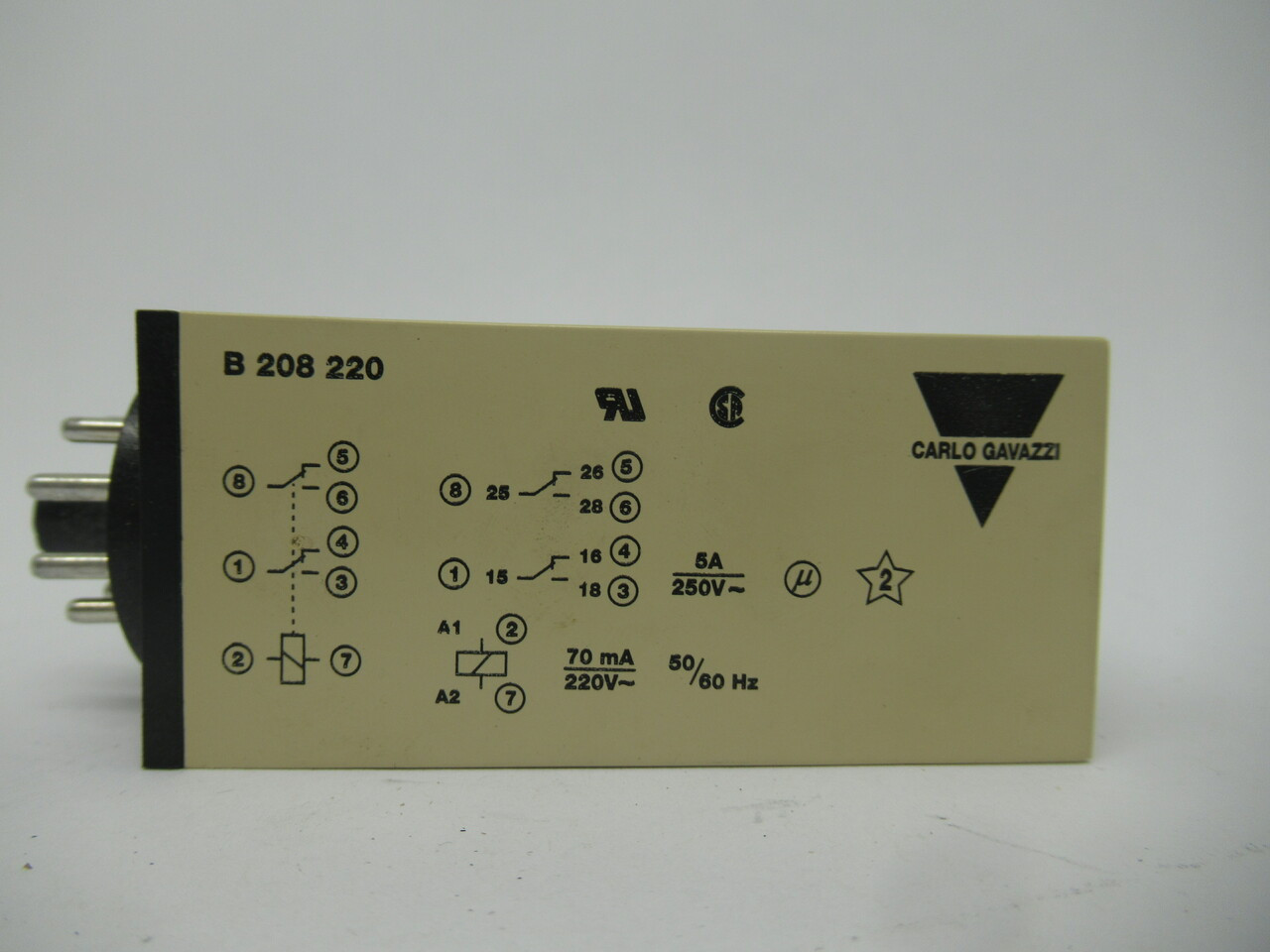 Carlo Gavazzi B208220006 Scantimer Interval Timer .15-6Sec 5A 250V 8 Pin USED